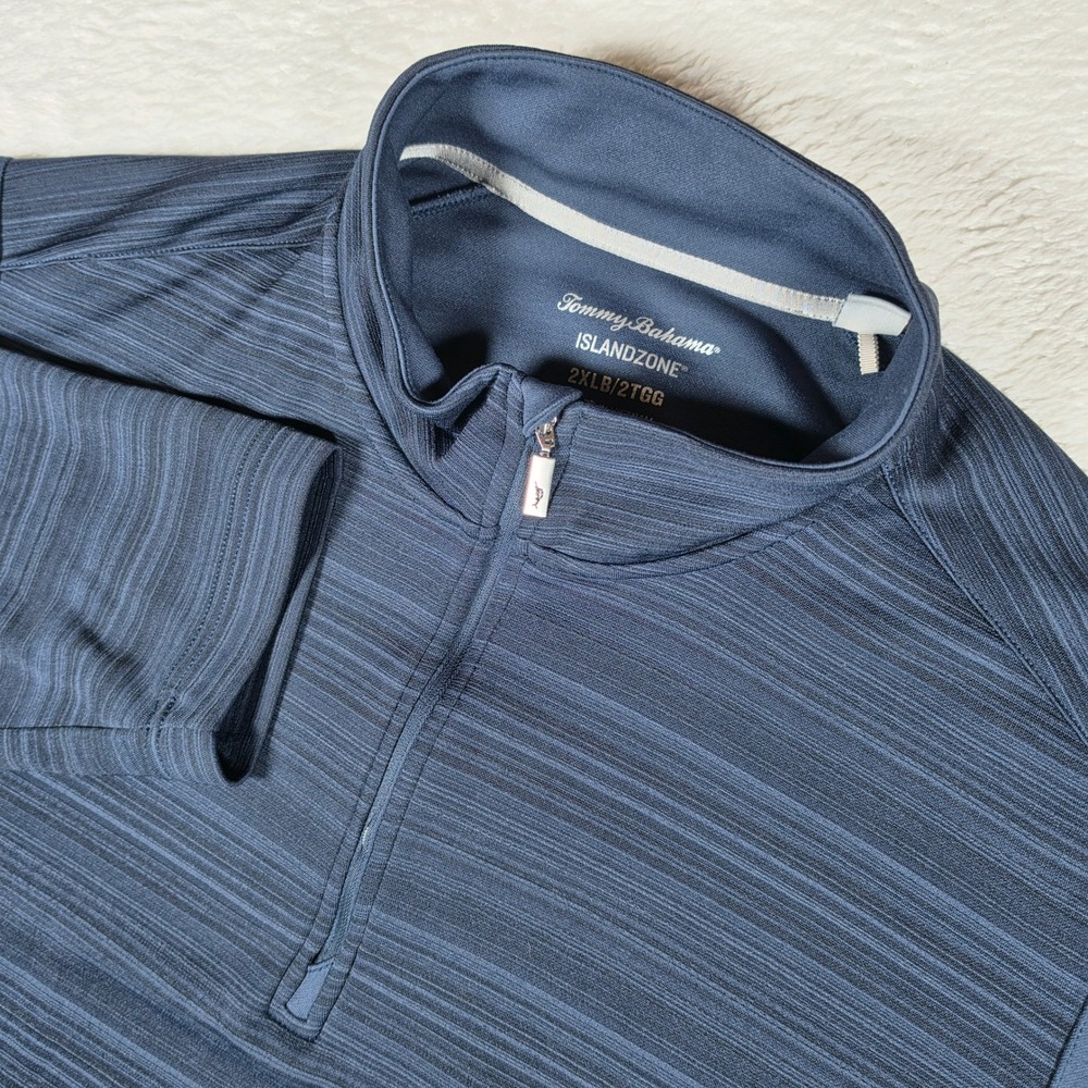 Tommy Bahama IslandZone Mens 2XLB Navy Blue 1/4 Zip L/S Pullover BT225025